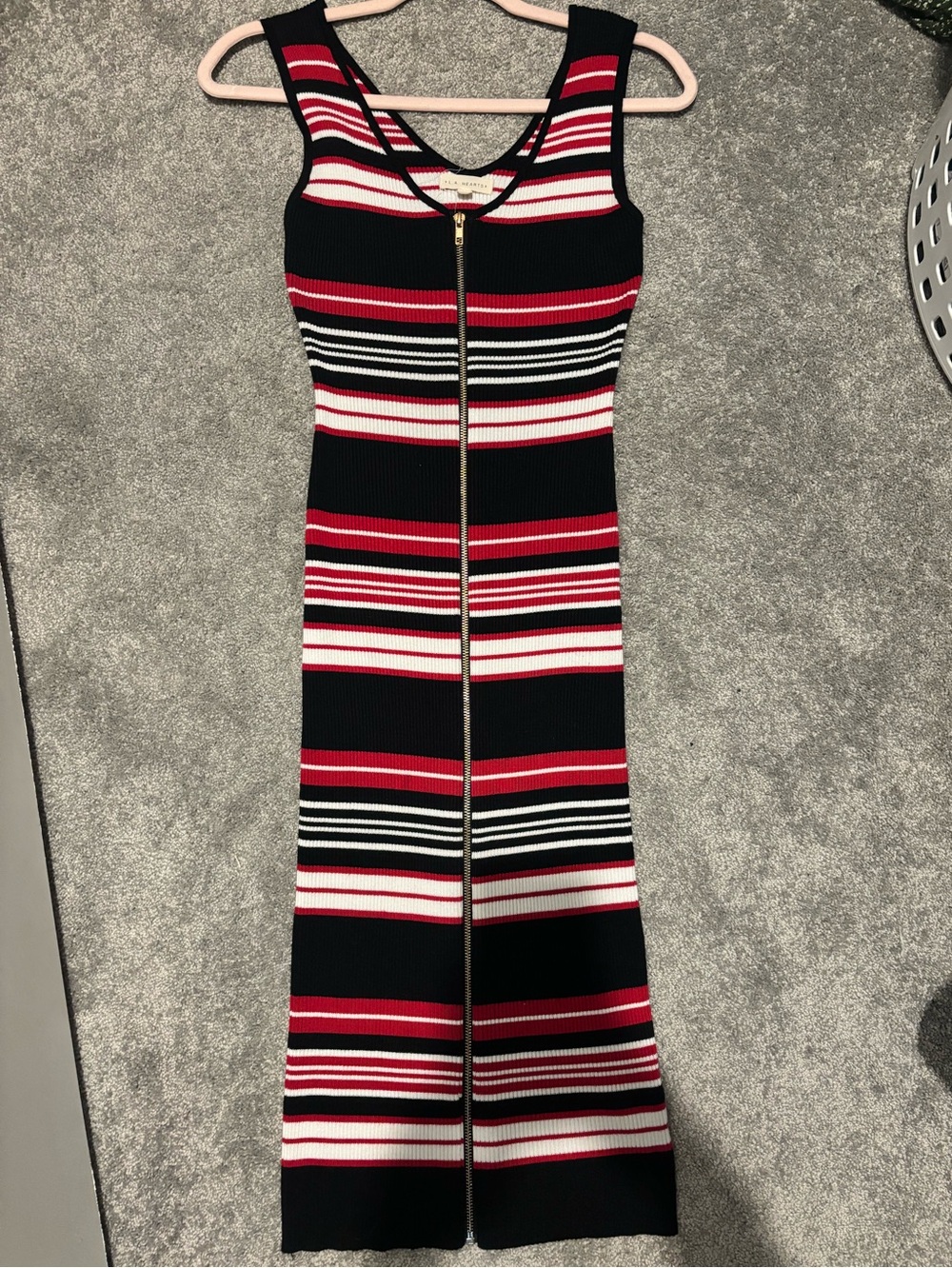 LA Hearts PacSun Striped Full-Zip Ribbed Midi Bodycon Dress